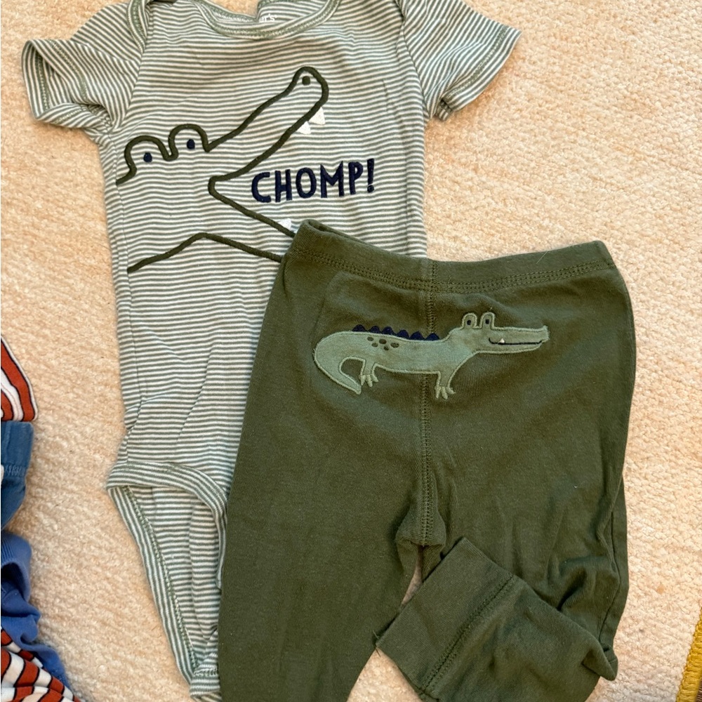 Carter's Green Striped Baby Outfit